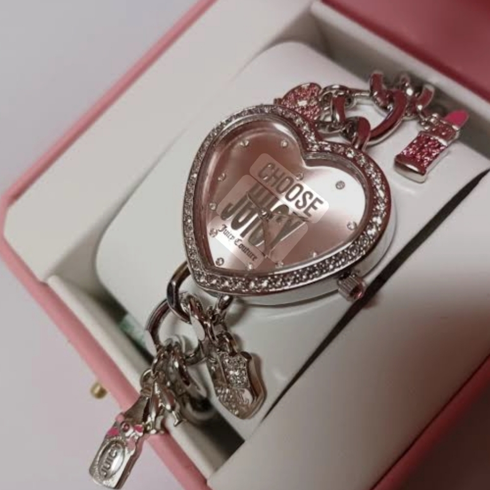 Juicy Couture Pink Heart Charm Bracelet/Watch